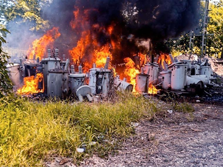 Voraz incendio consume transformadores en plantel de la Enee en La Ceiba