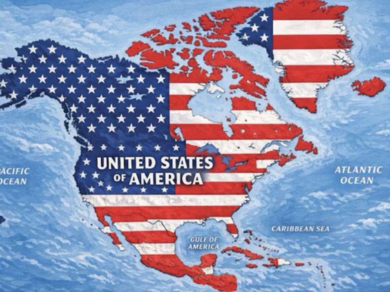 Trump publica mapa en el que la bandera estadounidense cubre México, Centroamérica y Canadá