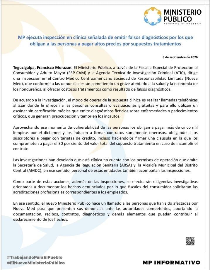 Así operaba clínica señalada de ofrecer diagnósticos falsos y cobrar miles de lempiras por tratamientos